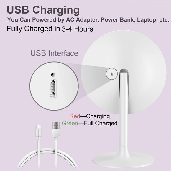 LED Lighted Makeup Mirror 1X 5X Magnification Round Shape 9" New Banyltrl NWT - Picture 5 of 10